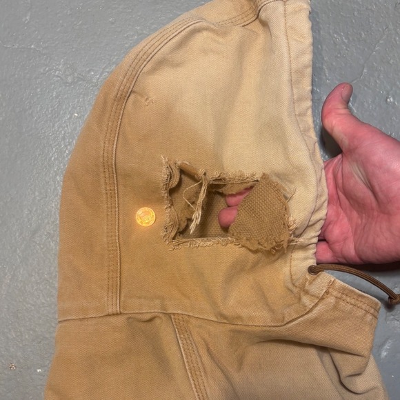 Carhartt Mens J131 BRN Active Jacket Brown Duck Canvas Distressed Large Faded - Picture 6 of 8